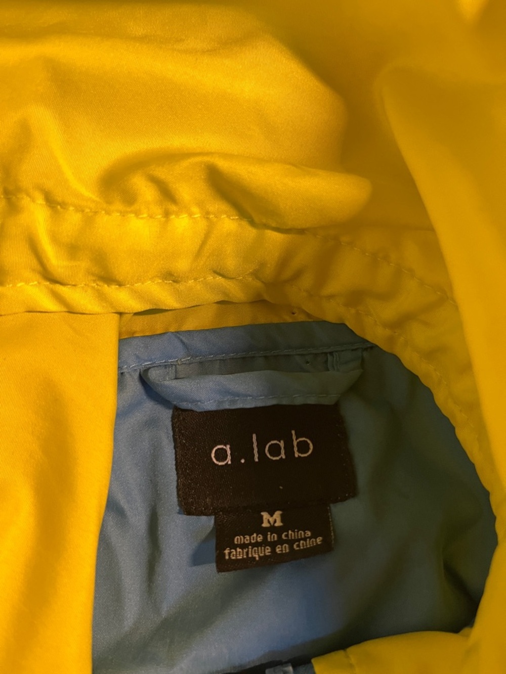 A. Lab zip-up windbreaker hoodie jacket blue and yellow colorblock medium - Picture 5 of 9